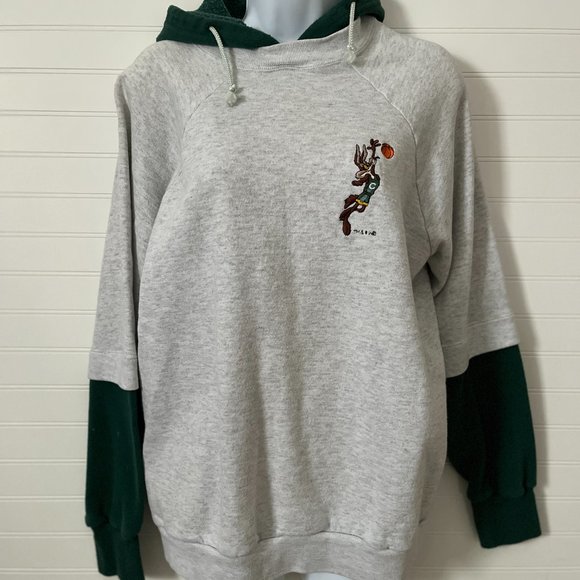 Gray Space Jam Color Block Hoodie with Drawstrings - Picture 9 of 9